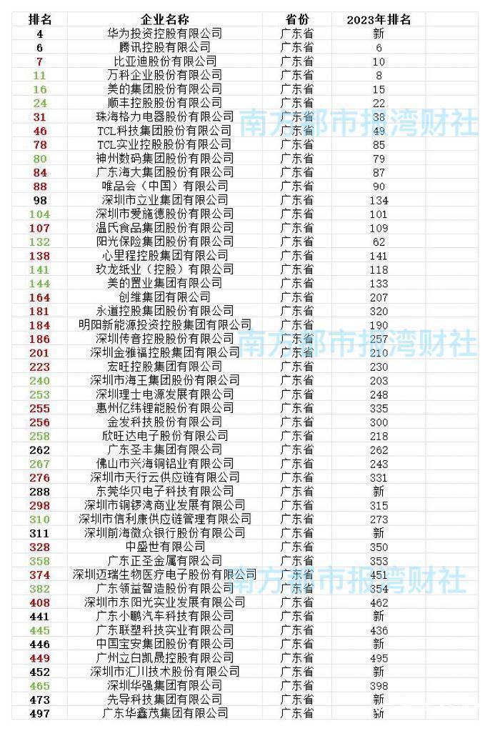 广东省前20名公司概览